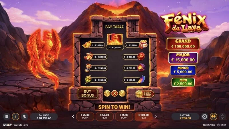 Fenix da Lava - recolección de monedas por el colector en el modo de respins